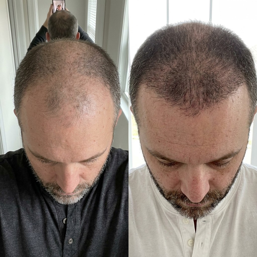 Mike R. — receding part filled in, day 1 vs week 12