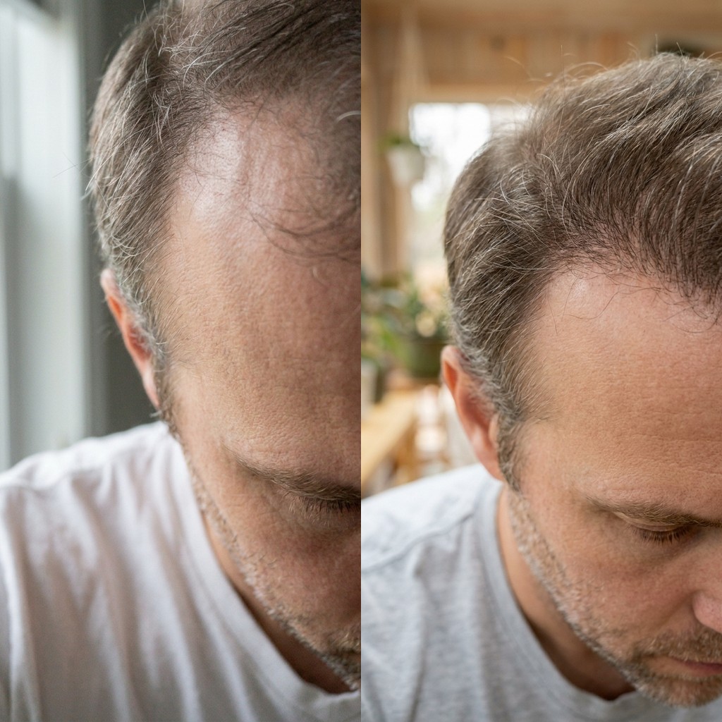Dave T. — temple regrowth, day 1 vs week 12